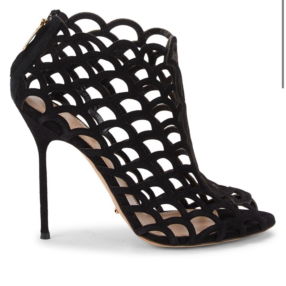 Sergio Rossi Nero Mermaid Peep Toe Heeled Booties